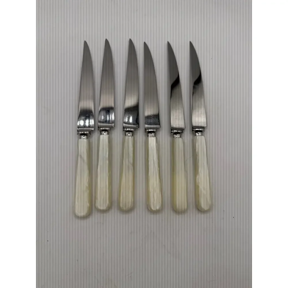 Vintage Viners of Sheffield Faux Mother of Pearl Steak Knife Set ( Set of 6 )